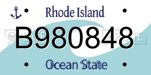 B980848 Rhode Island License Plate