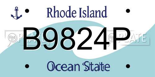 B9824P Rhode Island License Plate
