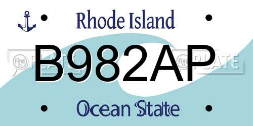B982AP Rhode Island License Plate