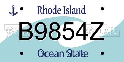 B9854Z Rhode Island License Plate