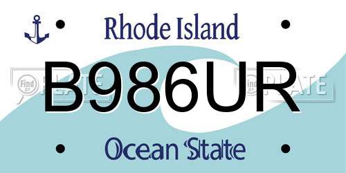 B986UR Rhode Island License Plate