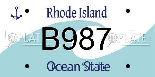 B987 Rhode Island License Plate