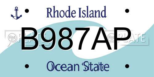 B987AP Rhode Island License Plate