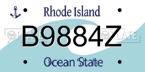 B9884Z Rhode Island License Plate
