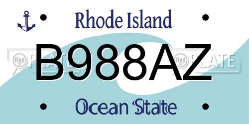 B988AZ Rhode Island License Plate