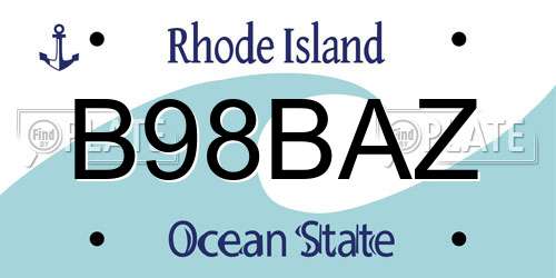 B98BAZ Rhode Island License Plate