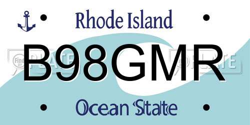 B98GMR Rhode Island License Plate