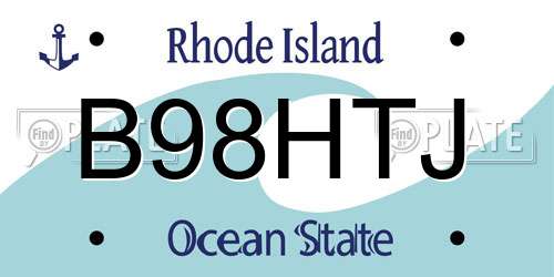 B98HTJ Rhode Island License Plate