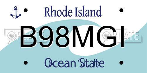 B98MGI Rhode Island License Plate