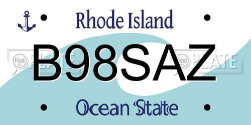 B98SAZ Rhode Island License Plate