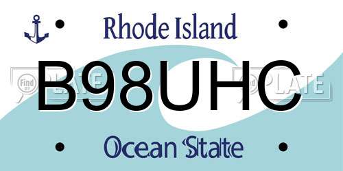 B98UHC Rhode Island License Plate