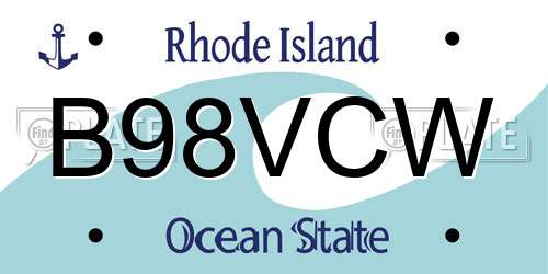 B98VCW Rhode Island License Plate