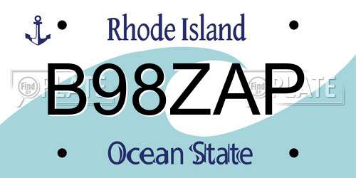 B98ZAP Rhode Island License Plate