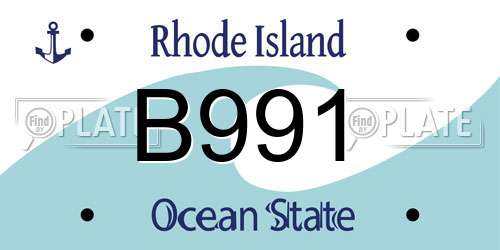 B991 Rhode Island License Plate