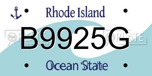 B9925G Rhode Island License Plate