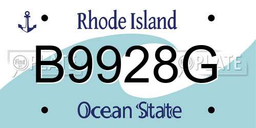 B9928G Rhode Island License Plate