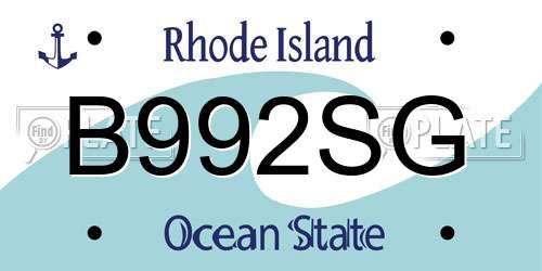 B992SG Rhode Island License Plate