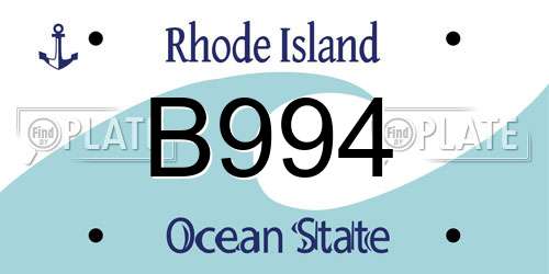B994 Rhode Island License Plate