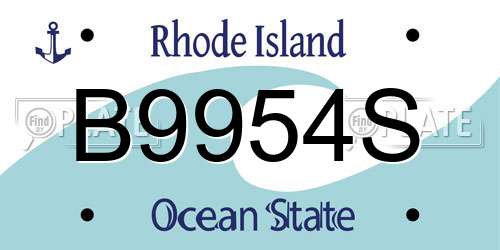 B9954S Rhode Island License Plate