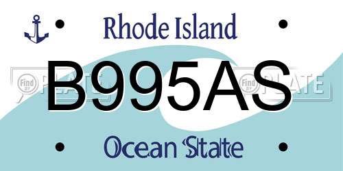 B995AS Rhode Island License Plate