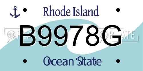 B9978G Rhode Island License Plate