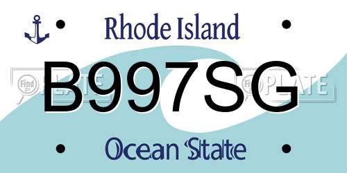 B997SG Rhode Island License Plate