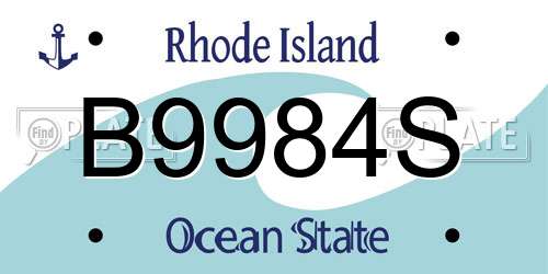 B9984S Rhode Island License Plate