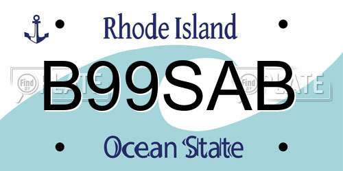 B99SAB Rhode Island License Plate