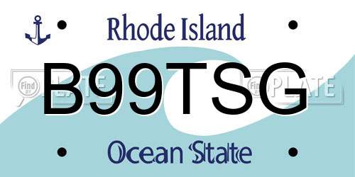 B99TSG Rhode Island License Plate
