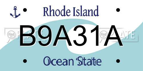 B9A31A Rhode Island License Plate