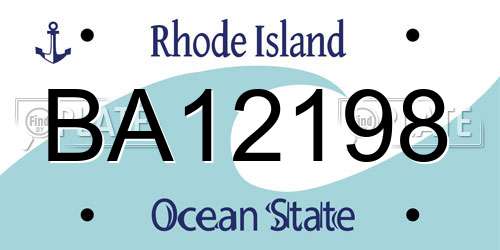BA12198 Rhode Island License Plate