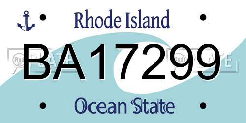 BA17299 Rhode Island License Plate
