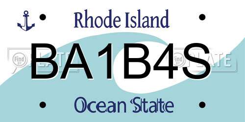BA1B4S Rhode Island License Plate