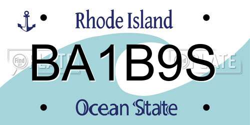 BA1B9S Rhode Island License Plate