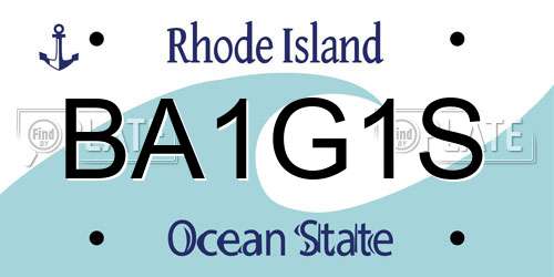 BA1G1S Rhode Island License Plate