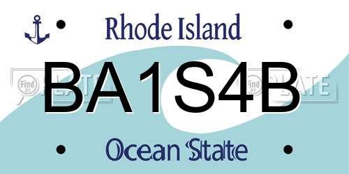 BA1S4B Rhode Island License Plate