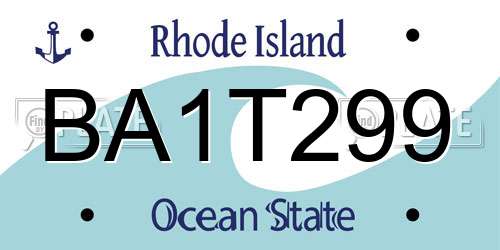 BA1T299 Rhode Island License Plate