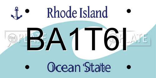 BA1T6I Rhode Island License Plate