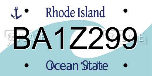 BA1Z299 Rhode Island License Plate