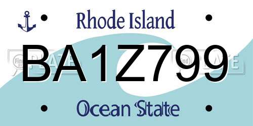 BA1Z799 Rhode Island License Plate