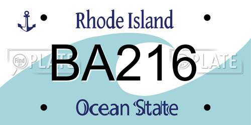 BA216 Rhode Island License Plate