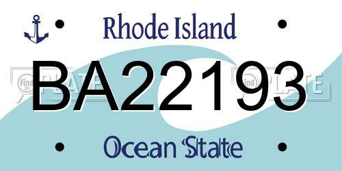 BA22193 Rhode Island License Plate