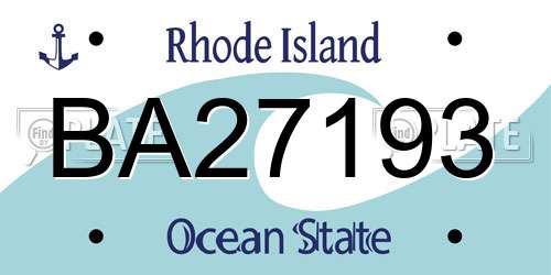 BA27193 Rhode Island License Plate