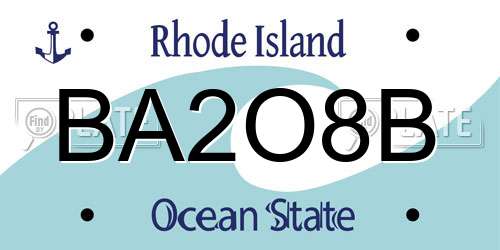 BA2O8B Rhode Island License Plate