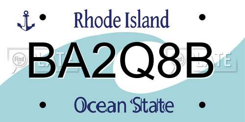 BA2Q8B Rhode Island License Plate