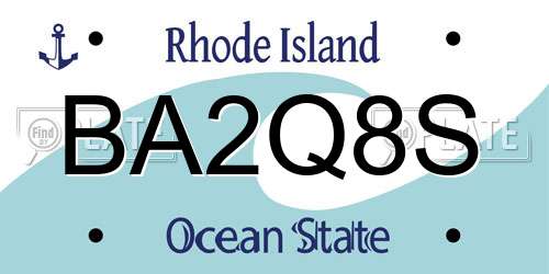 BA2Q8S Rhode Island License Plate