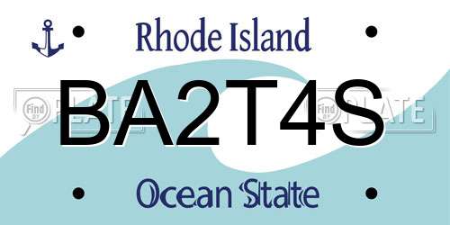 BA2T4S Rhode Island License Plate