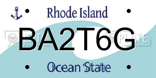 BA2T6G Rhode Island License Plate