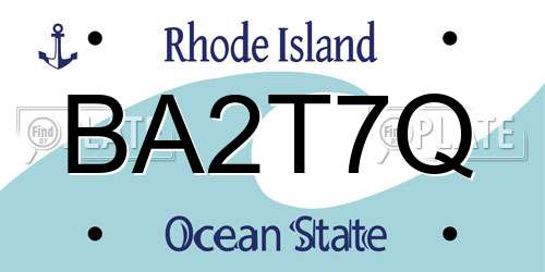 BA2T7Q Rhode Island License Plate