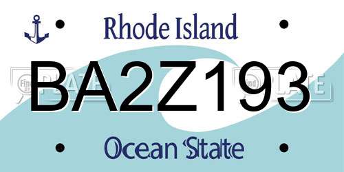 BA2Z193 Rhode Island License Plate